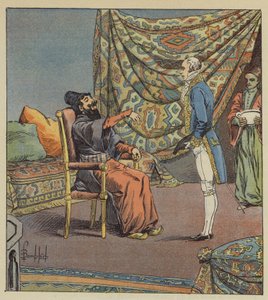 Asker-Khan, embajador de Persia, toma a Marbois, presidente de la Corte de Cuentas, por el médico de after Louis Charles Bombled