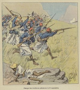 Carga de los tiradores sakalaves el 19 de septiembre de after Louis Charles Bombled