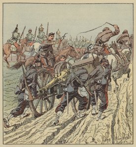 Batalla de Artenay, retirada de la artillería bajo la protección del 6º de dragones de after Louis Charles Bombled