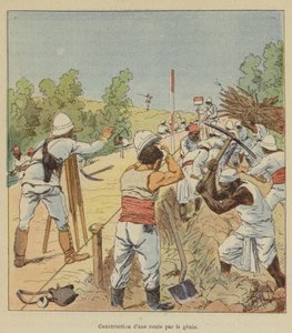 Construcción de una carretera por el genio de after Louis Charles Bombled