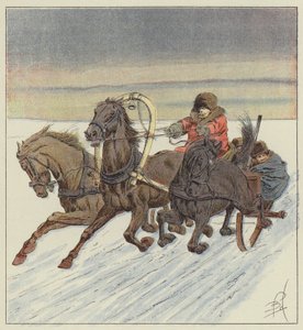 En troika sobre el Baikal de after Louis Charles Bombled