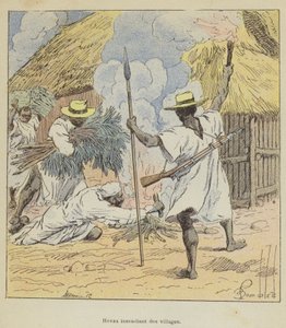 Hovas incendiando aldeas de after Louis Charles Bombled
