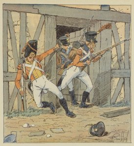 Infantería suiza, Granadero del 1er regimiento, Fusilero del 2º y 3º regimiento de after Louis Charles Bombled