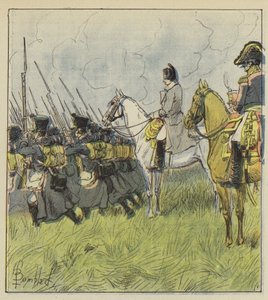 El Emperador contempla a sus reclutas en la batalla de after Louis Charles Bombled
