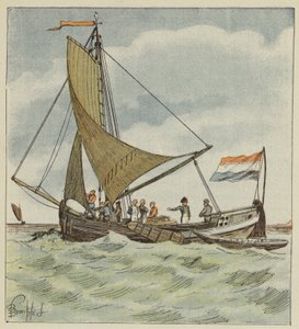 El Emperador dona un barco a un piloto holandés de after Louis Charles Bombled