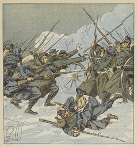 La compañía Boudot, del 11º cazadores, corre hacia una batería alemana de after Louis Charles Bombled