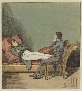 Las Cases observa dormir a Napoleón de after Louis Charles Bombled