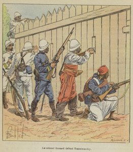 El coronel Gonard defendiendo Tsainimandry de after Louis Charles Bombled