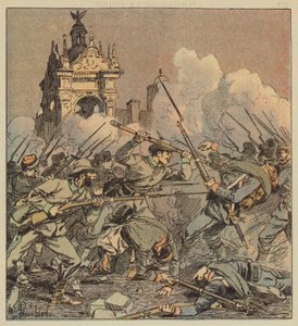 La batalla nocturna en la plaza de after Louis Charles Bombled