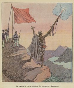 La bandera de guerra izada en las montañas de Tananarive de after Louis Charles Bombled