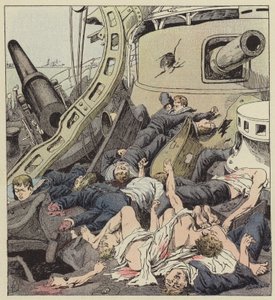 El puente del Varyag después del combate del 9 de febrero de after Louis Charles Bombled