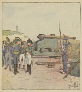 El Emperador visita las fortificaciones de la isla de Aix de after Louis Charles Bombled