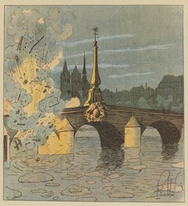 Los prusianos hacen volar la pasarela del puente de Blois para escapar de nuestra persecución de after Louis Charles Bombled
