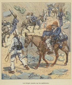 Los lisiados evacuados en las ambulancias de after Louis Charles Bombled