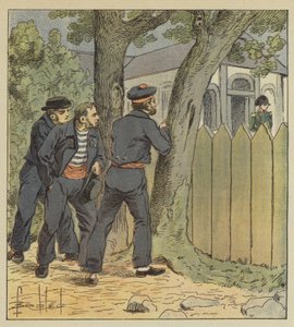 Los soldados del Northumberland se ocultan detrás de los árboles para ver a Bonaparte de after Louis Charles Bombled