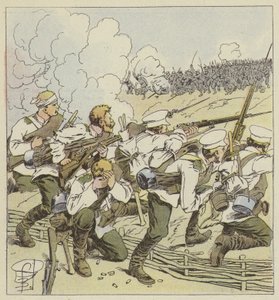 Los tiradores siberianos en Vafangou de after Louis Charles Bombled