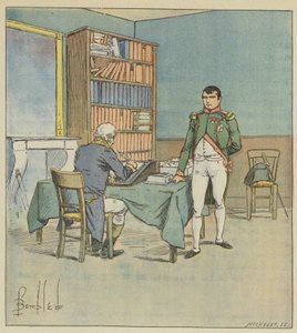 Napoleón dicta la campaña de Egipto de after Louis Charles Bombled