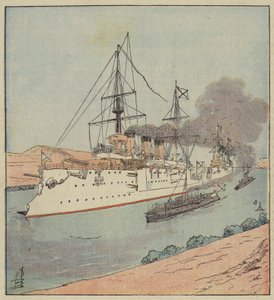 Buques de guerra rusos en el canal de Suez de after Louis Charles Bombled