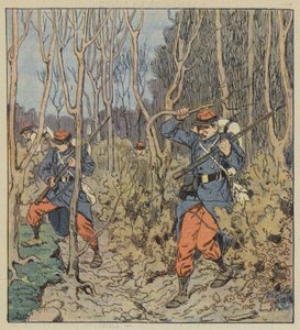 Nuestros soldados en el bosque de after Louis Charles Bombled