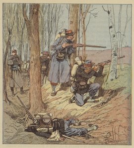 Tiradores en la batalla de Artenay de after Louis Charles Bombled