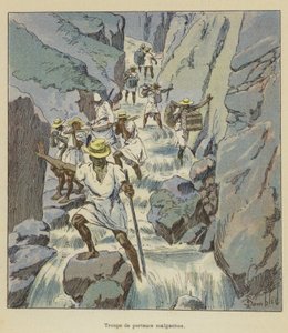 Tropa de porteadores malgaches de after Louis Charles Bombled