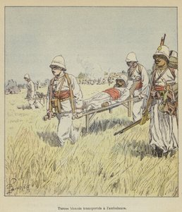 Turcos heridos transportados a la ambulancia de after Louis Charles Bombled