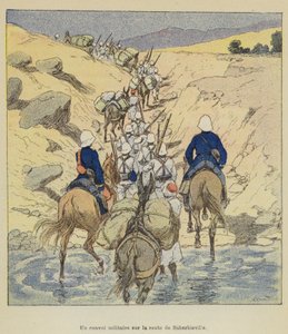 Un convoy militar en la carretera de Suberbieville de after Louis Charles Bombled
