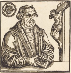 Martín Lutero, Medio Cuerpo a la Izquierda con un Libro en las Manos de after Lucas Cranach the Younger