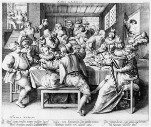El festín, c.1600 (grabado por Nicolaes de Bruyn) de after Maarten de Vos