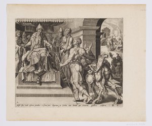 David trayendo a Saúl los regalos de su padre de after Maarten van Heemskerck