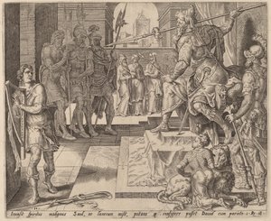 David ante Saúl de after Maerten van Heemskerck