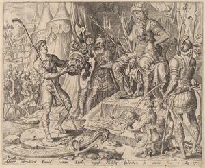 David con la cabeza de Goliat ante Saúl de after Maerten van Heemskerck