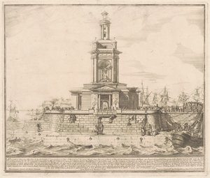 La Prima Macchina para la Chinea de 1750: El Nuevo Muelle de Nápoles de after Michelangelo Specchi Jérôme Charles Bellicard