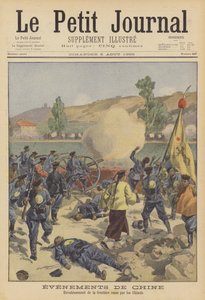 La Rebelión de los Bóxers: tropas chinas disparando sobre la frontera rusa en la ciudad de Blagoveshchensk de after Oswaldo Tofani