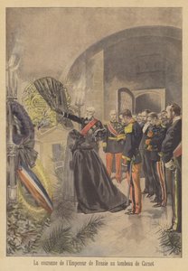 Corona del Zar Nicolás II de Rusia colocada en la tumba del Presidente Carnot de Francia