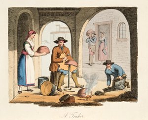Un hojalatero viajero, de Escenarios Italianos, representando las costumbres y diversiones de los diferentes estados de Italia, pub. 1806 de after P. van Lerberghi