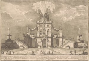 La segunda máquina para la Chinea de 1755: Un pabellón de caza real de after Paolo Posi Giuseppe Vasi