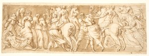 El rapto de las sabinas, mitad izquierda de after Polidoro da Caravaggio