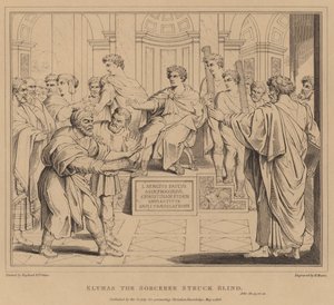 Elimas el Hechicero cegado, Hechos de after Raphael