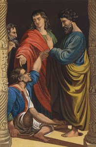 Pedro y Juan sanando al hombre cojo de after Raphael