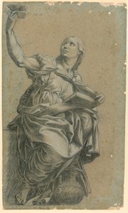 La Sibila de Cumas del fresco de Rafael en Santa Maria della Pace de after Raphael