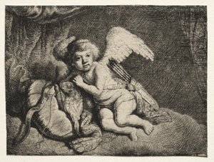 Cupid Resting de after Rembrandt van Rijn