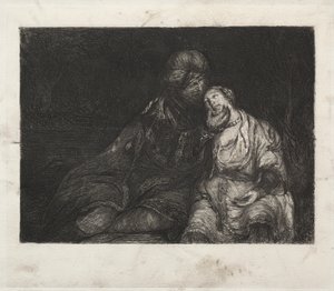 Dos figuras de after Rembrandt van Rijn
