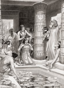 Invitados llegando a cenar en el antiguo Egipto, de la Historia de las Naciones de Hutchinson de after Robert Dudley