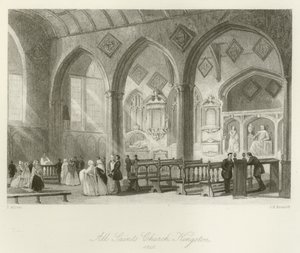 Iglesia de Todos los Santos, Kingston, 1840 de after Thomas Allom
