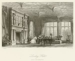 Loseley Hall, interior del salón de after Thomas Allom