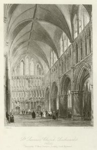 Iglesia de St Saviours, Southwark, 1850, antiguamente St Mary Overyes, mirando hacia el sureste de after Thomas Allom