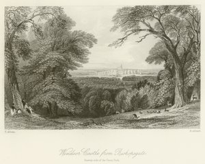 Castillo de Windsor desde Bishopsgate, lado de Surrey del Gran Parque de after Thomas Allom