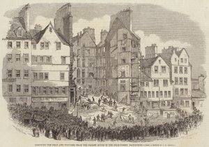 Removiendo a los Muertos y Heridos de la Casa Caída en la Calle Alta, Edimburgo de after Thomas Harrington Wilson