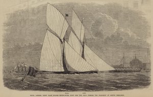 Regata del Royal London Yacht Club, el Romp y el Julia pasando la boya de bandera en North Woolwich de after Thomas Harrington Wilson